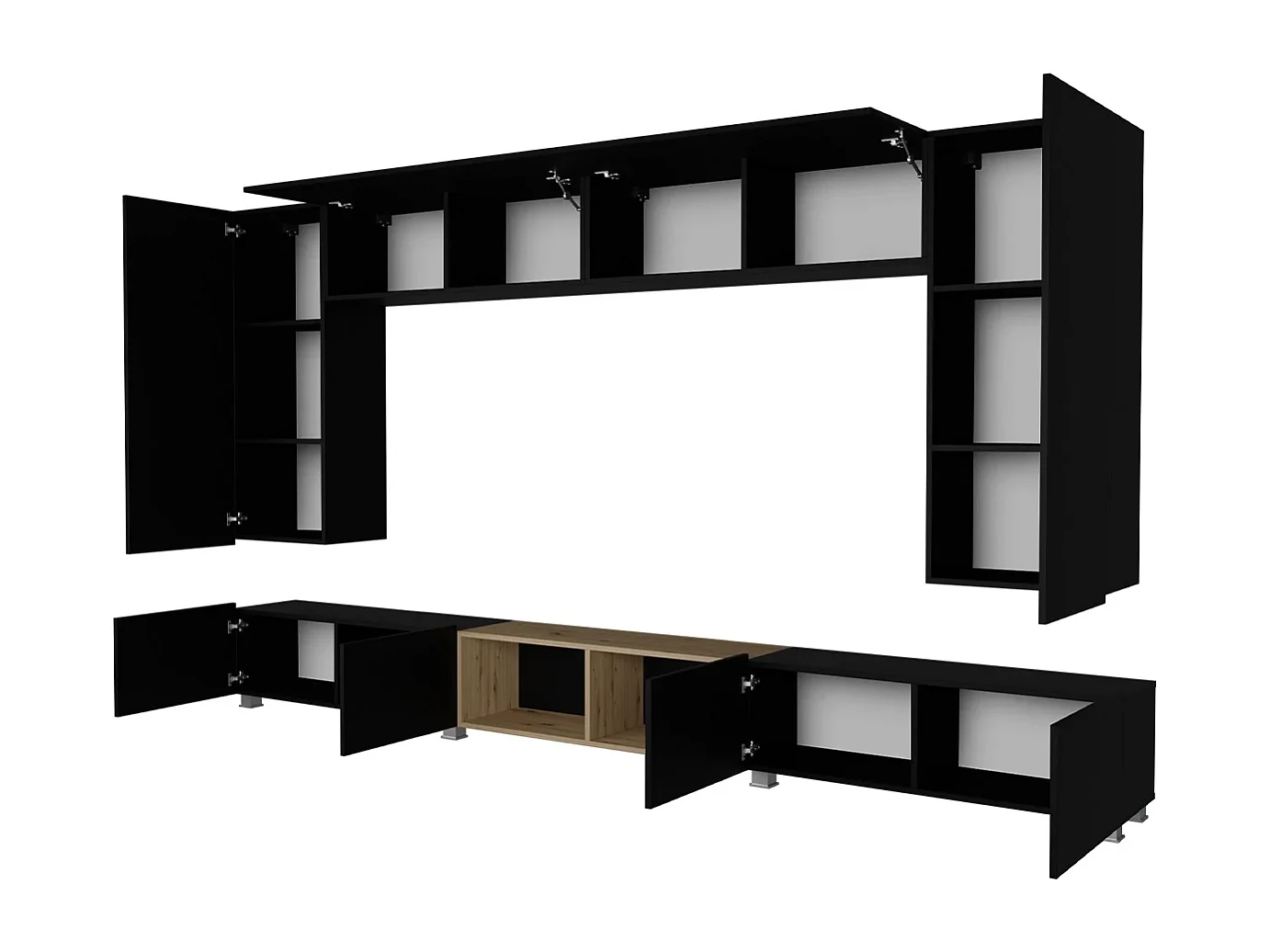 Ensemble Mural Montreal XII - Blanc Brillant & Chêne Doré