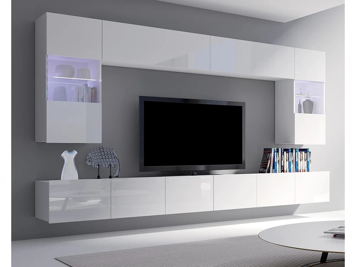 Ensemble Mural Montreal I - Blanc Brillant - Sans LED