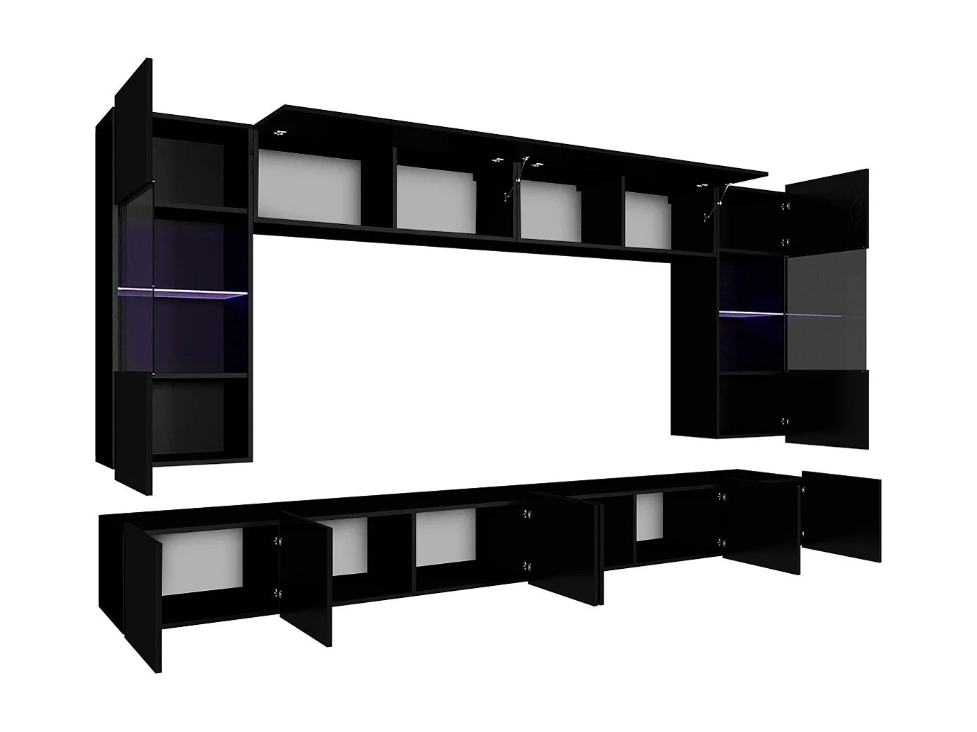 Ensemble Mural Montreal I - Blanc Brillant - Sans LED