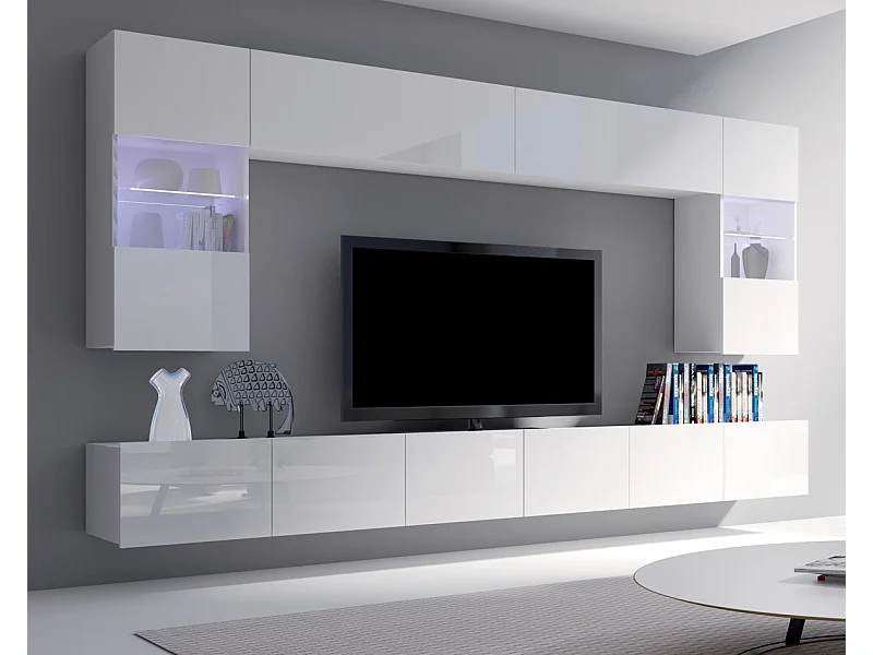 Ensemble Mural Montreal I - Blanc Brillant - Sans LED