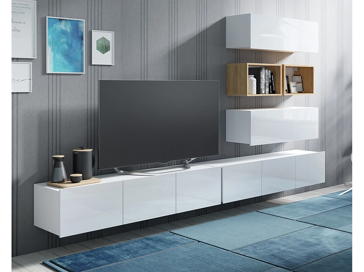 Ensemble Mural Montreal XVI - Blanc Brillant & Chêne Doré