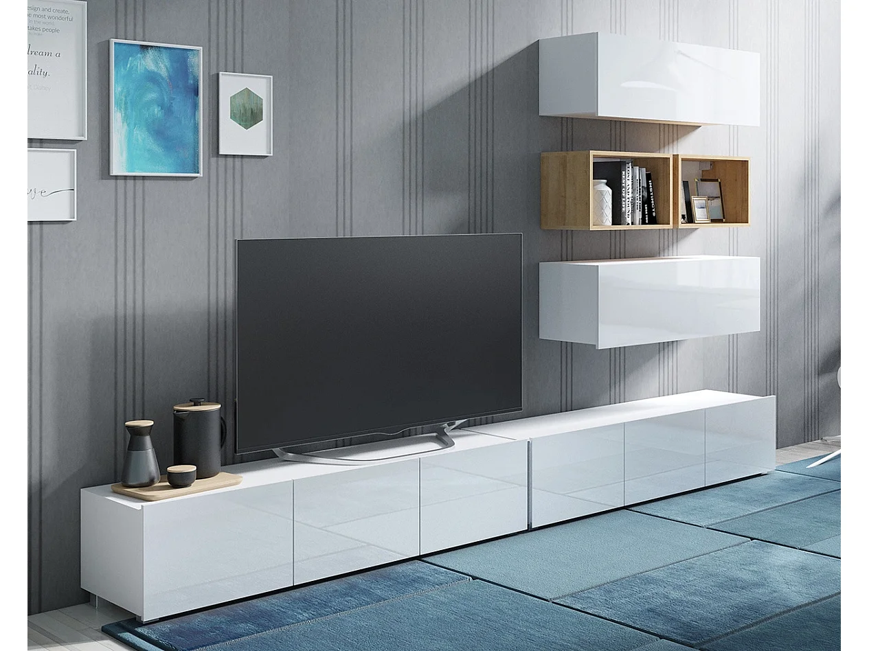 Ensemble Mural Montreal XVI - Blanc Brillant & Chêne Doré