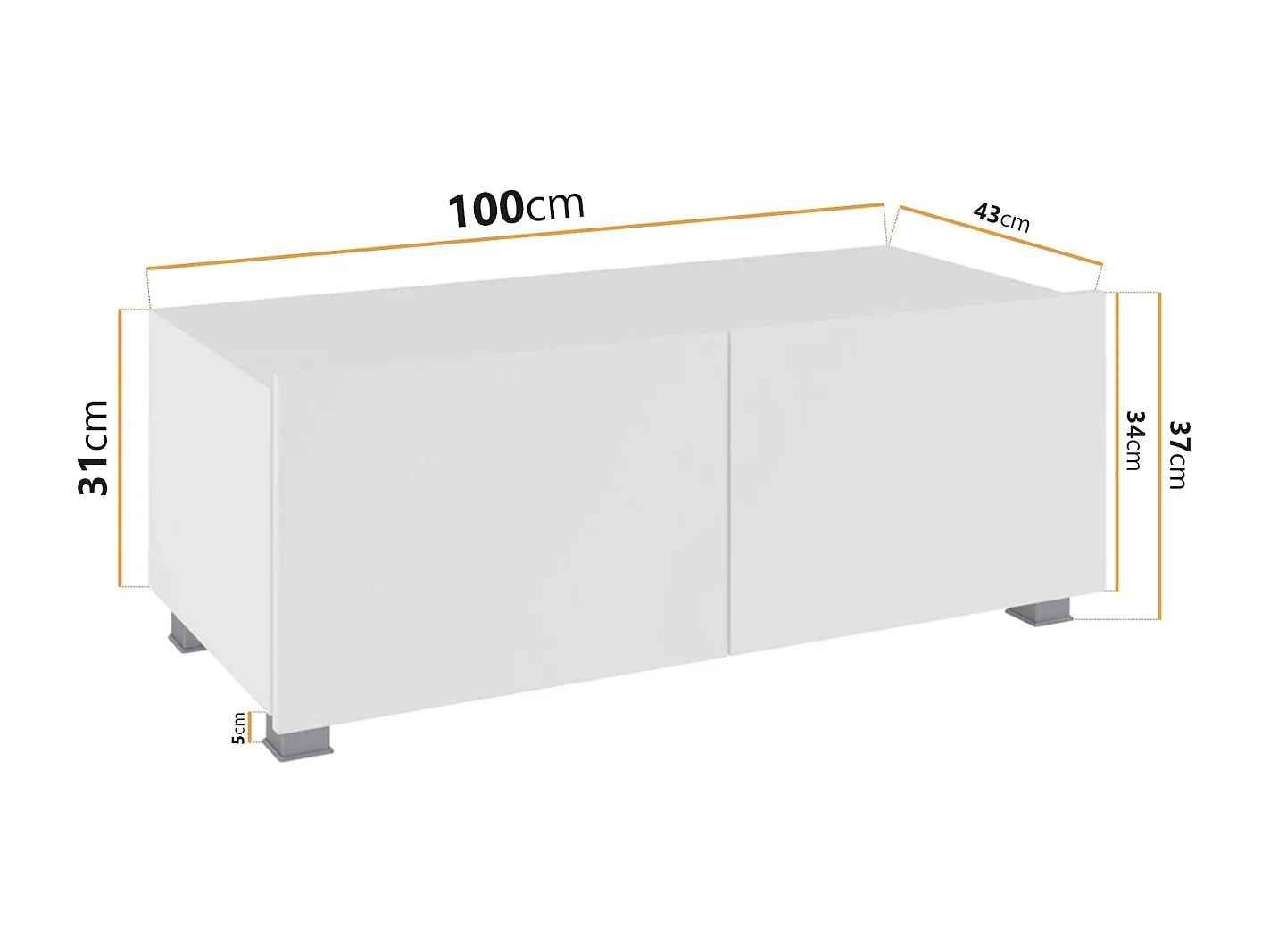 Petit Ensemble Mural Montreal VI - Noir & Blanc Brillant - LED Bleu