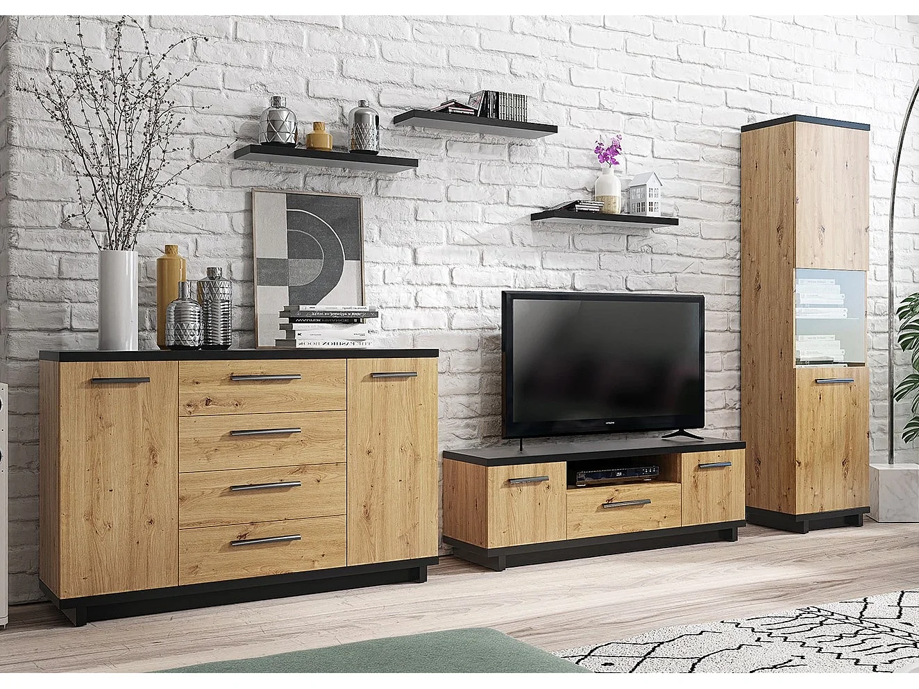 Ensemble de meubles de salon Zonda III - Chêne Artisan / Anthracite