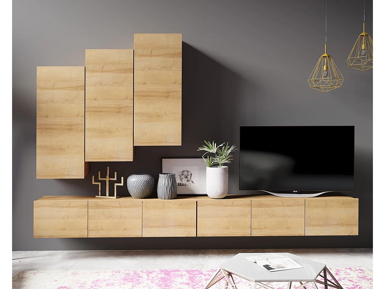 Ensemble Mural Montreal XI - Chêne Doré - Naturel et Moderne