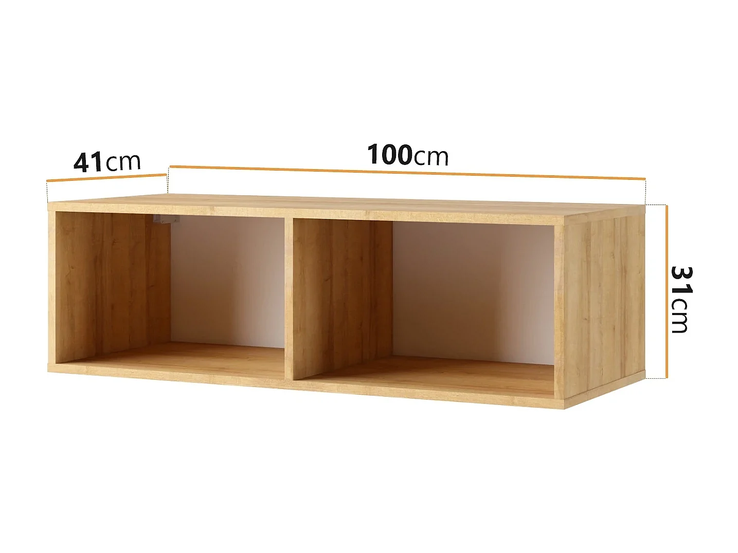 Ensemble Mural Montreal XIII - Blanc Brillant & Chêne Doré - LED Blanc