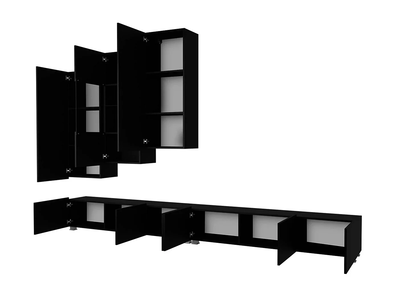 Ensemble Mural Montreal IX - Noir Brillant - Design Élégant