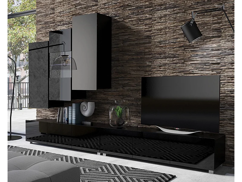 Ensemble Mural Montreal IX - Noir Brillant - Design Élégant