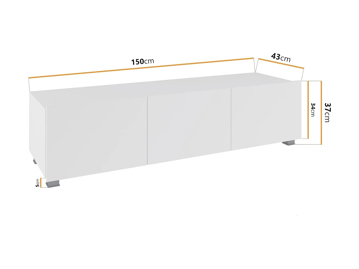 Ensemble Mural Montreal III - Blanc Brillant & Chêne Doré - LED Bleu