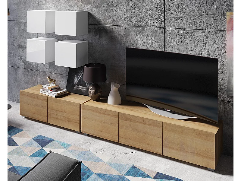 Ensemble Mural Montreal X - Blanc Brillant & Chêne Doré