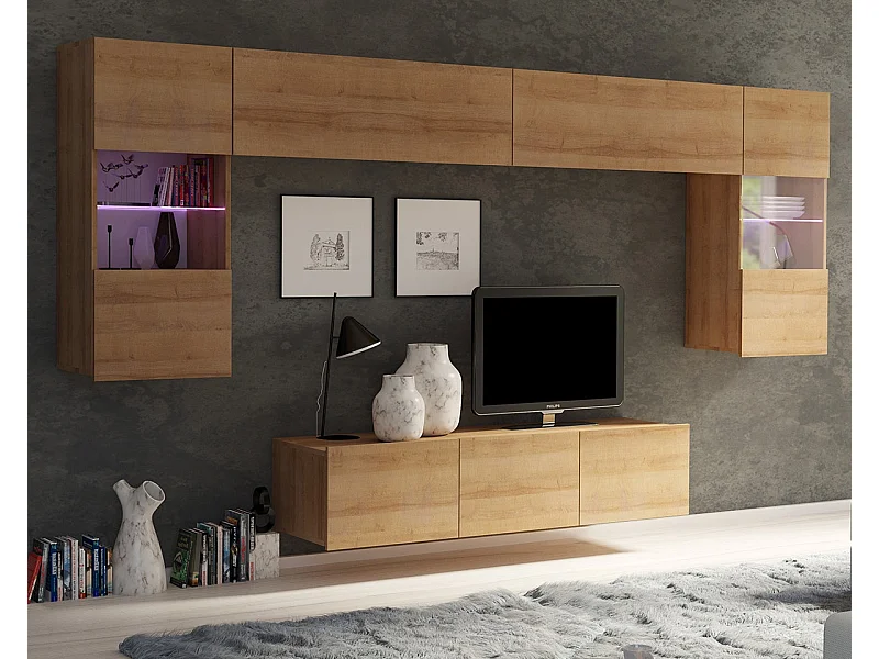 Ensemble Mural Montreal II - Chêne Doré - Sans LED