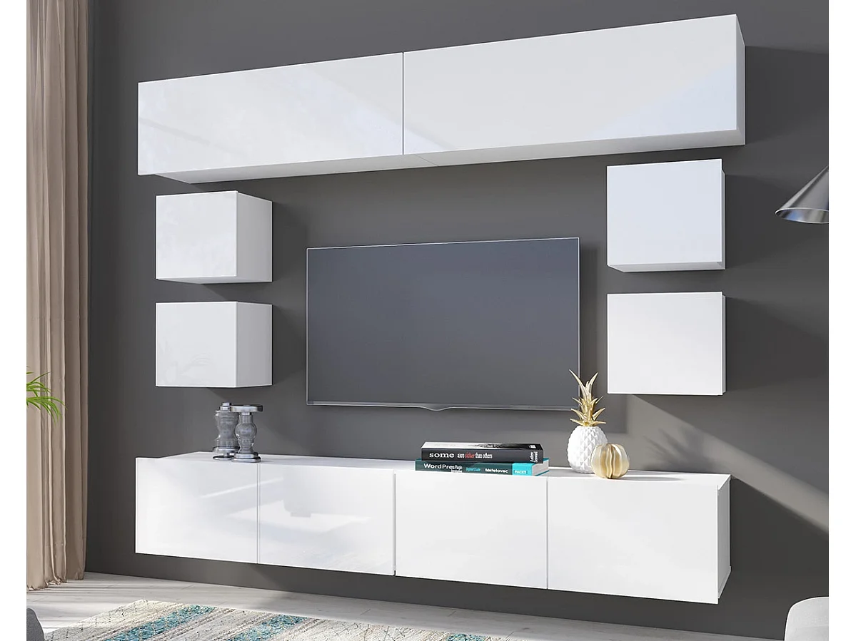 Ensemble Mural Montreal VIII - Blanc Brillant - Minimaliste