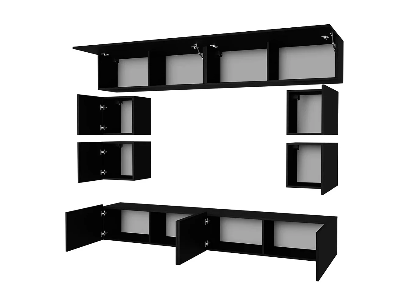 Ensemble Mural Montreal VIII - Blanc Brillant - Minimaliste