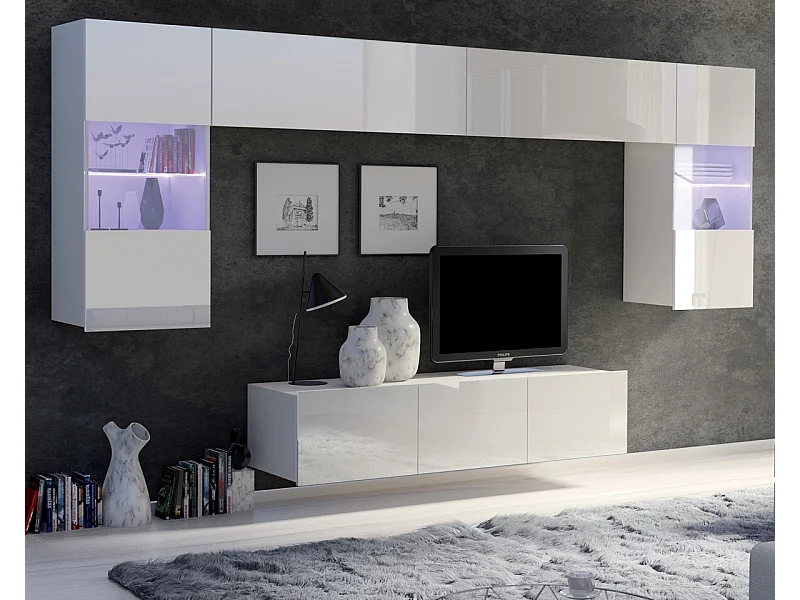 Ensemble Mural Montreal II - Blanc Brillant - Sans LED