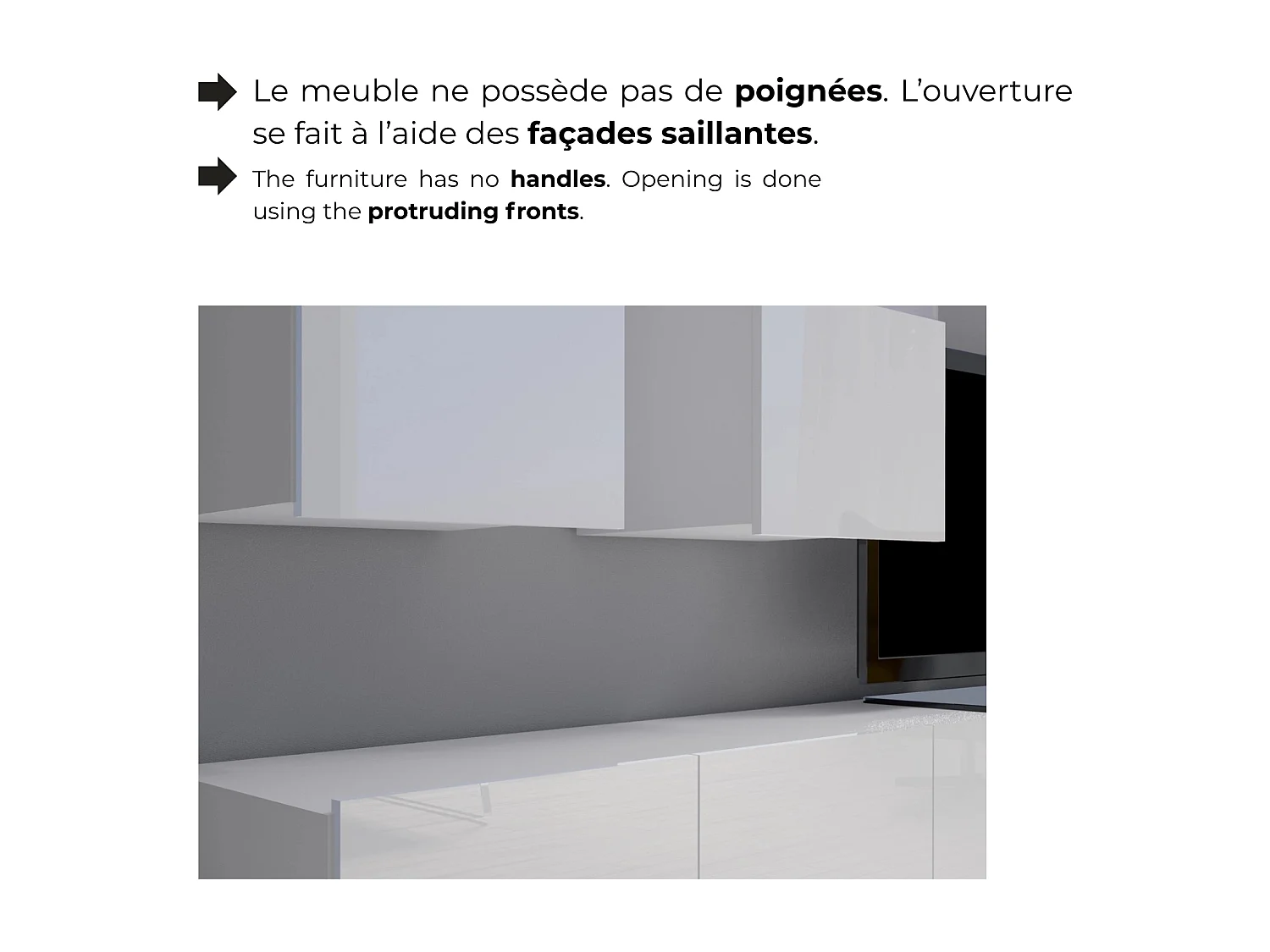 Woonwand Montreal IX - Wit Hoogglans - Blauwe LED