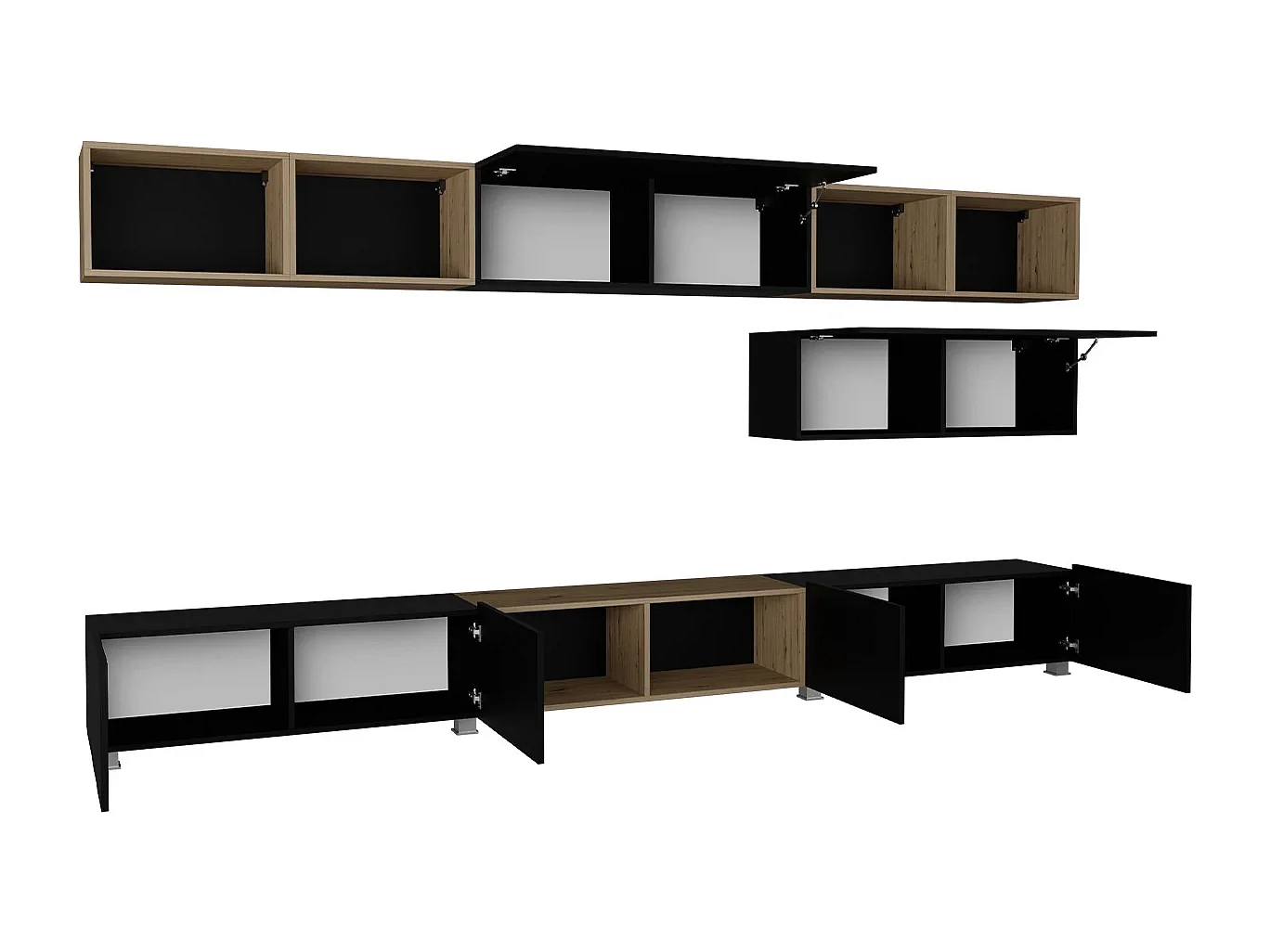 Ensemble Mural Montreal XV - Noir Brillant & Chêne Artisan