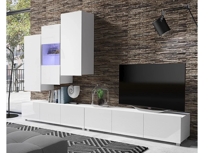 Ensemble Mural Montreal IX - Blanc Brillant - LED Blanc