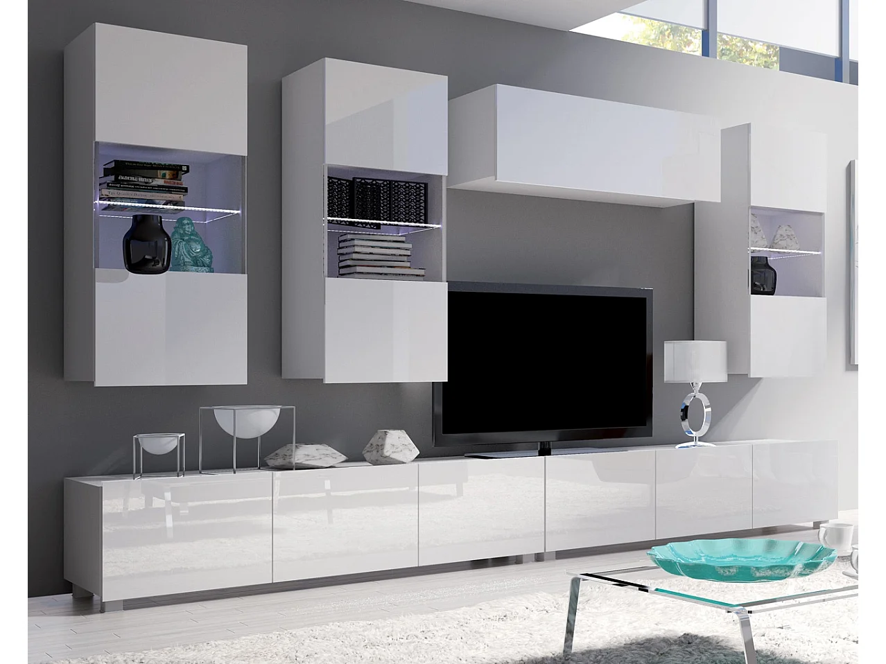 Ensemble Mural Montreal IV - Blanc Brillant - Sans LED