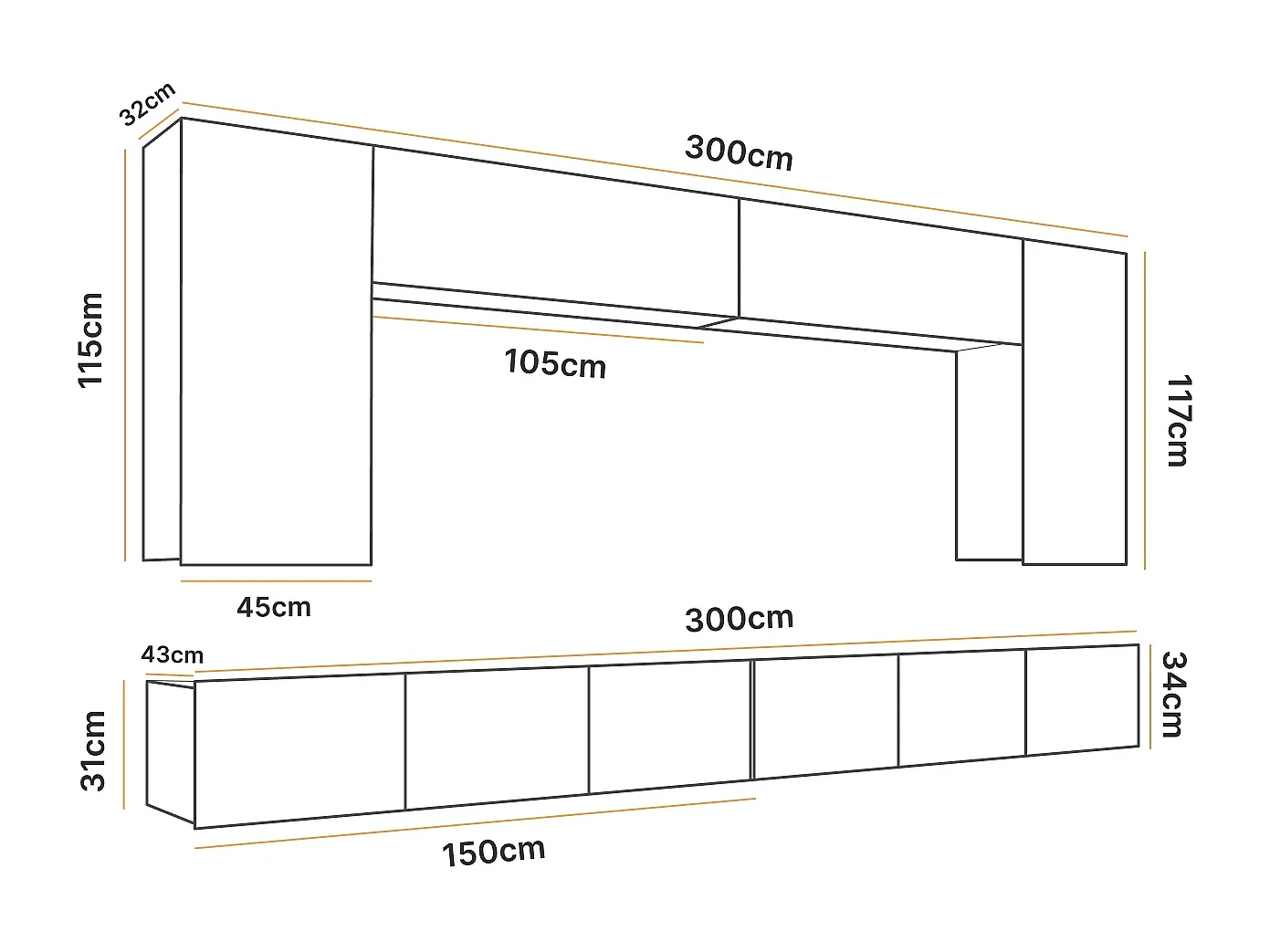 Ensemble Mural Montreal VII - Noir Brillant - Élégance Moderne