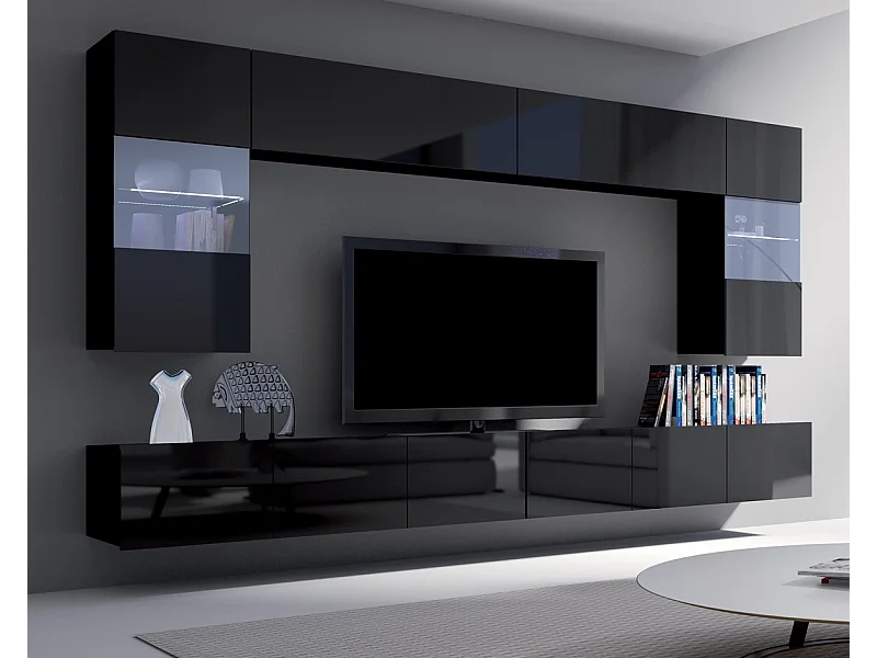 Ensemble Mural Montreal I - Noir Brillant - LED Blanc