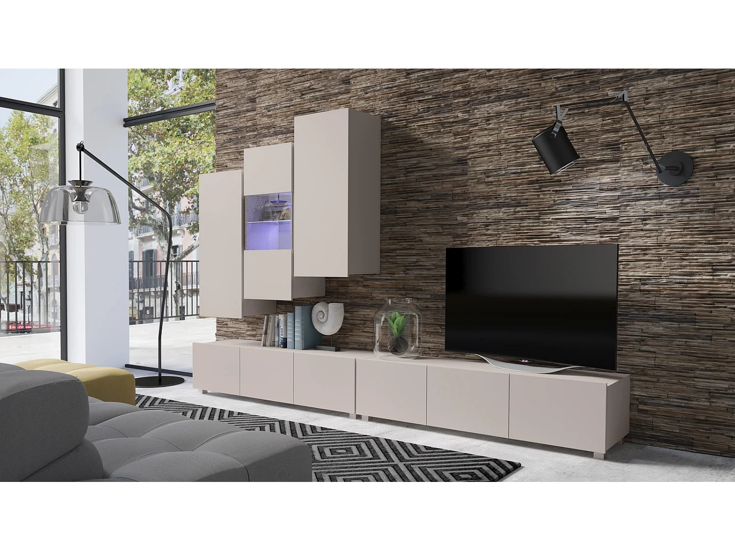 Ensemble Mural Montreal IX - Cachemire - LED Bleu