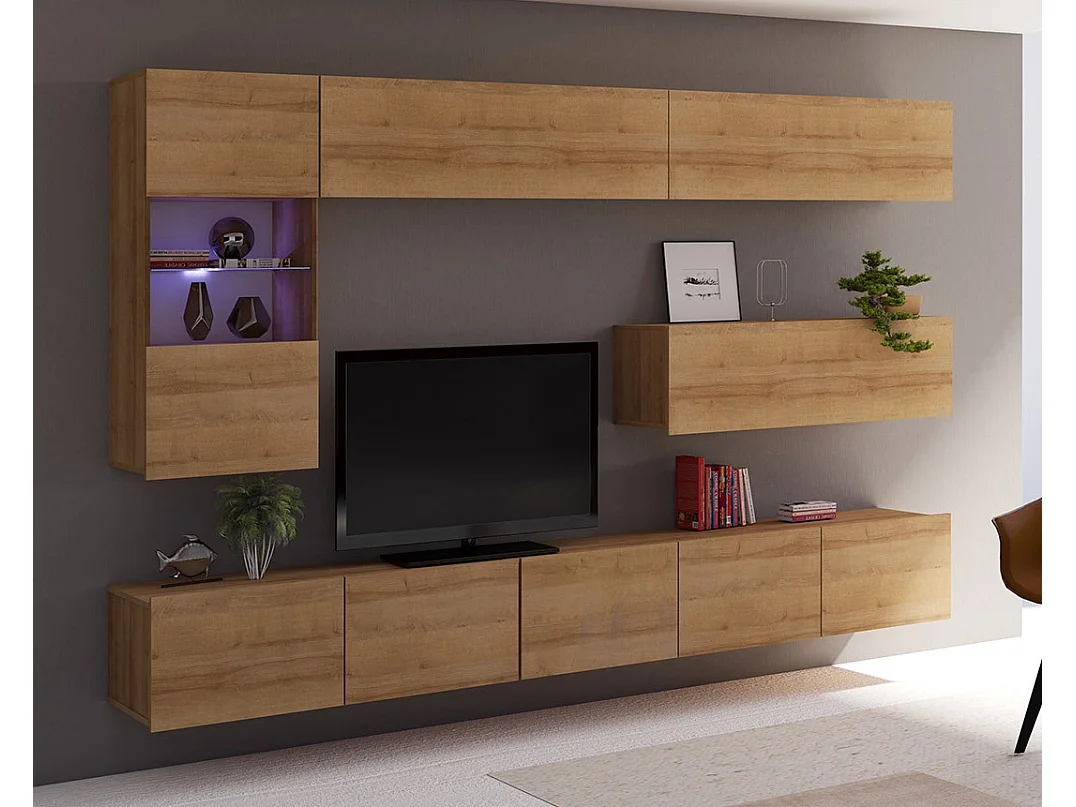 Ensemble Mural Montreal III - Chêne Doré - Sans LED