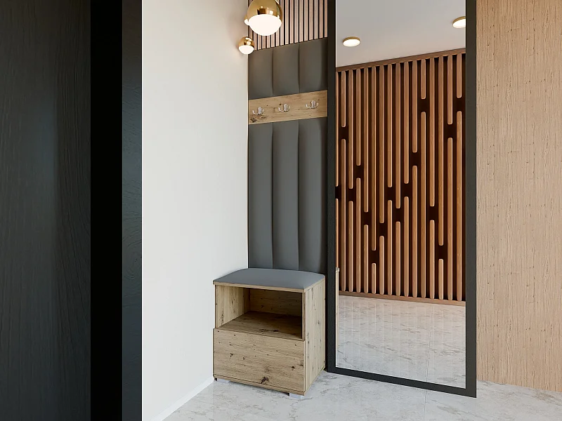 Garderobe Nela IV LUX - 50 cm - Eiche Artisan - Trinity 15 - Dunkelgrau