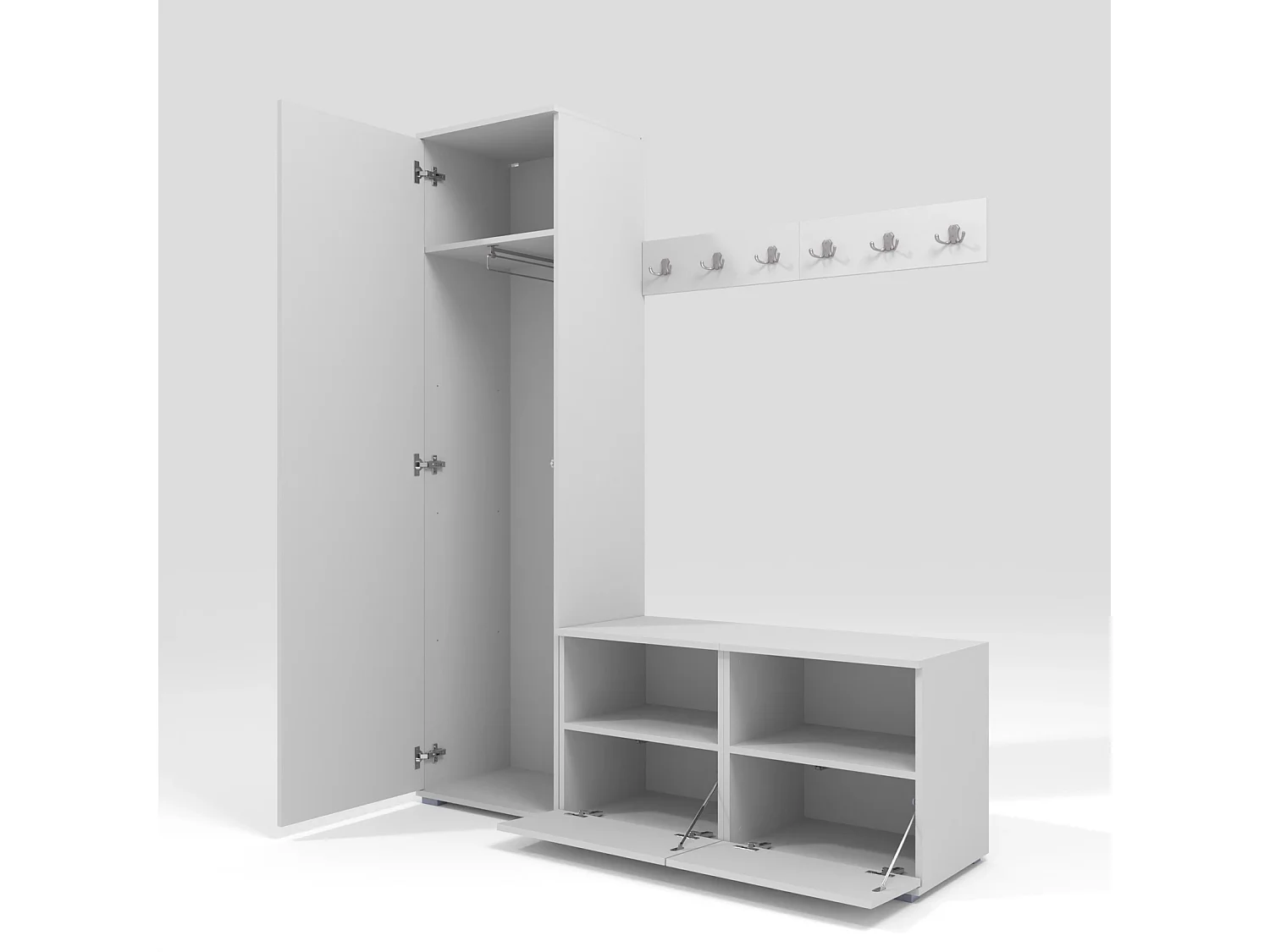 Garderobe Nela II mit Spiegel - 150 cm - Matt Weiß - Trinity 28 - Flaschengrün