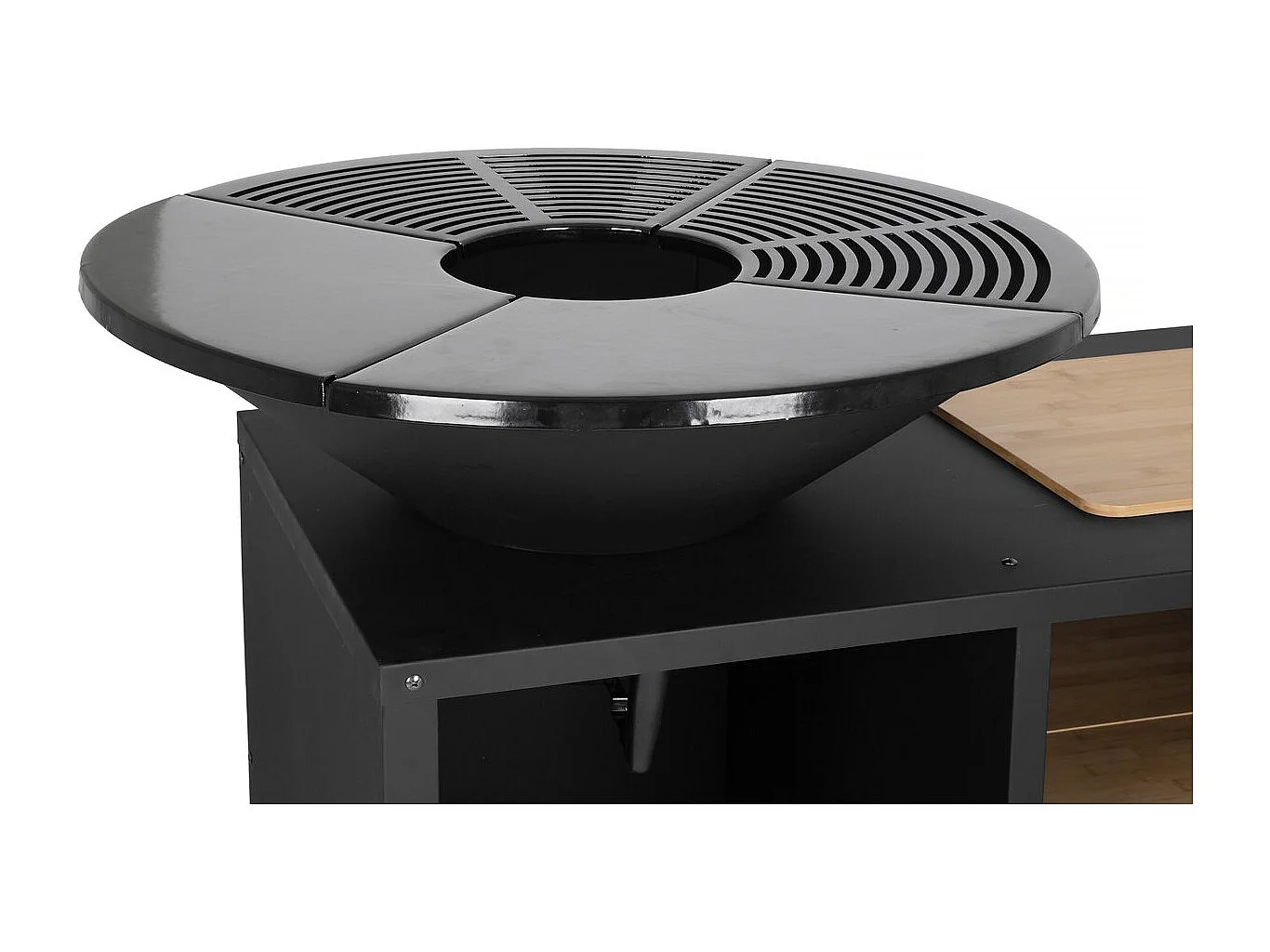 Barbecue plancha brasero à charbon et bois "Maréchal" - Ø 81 cm - Noir