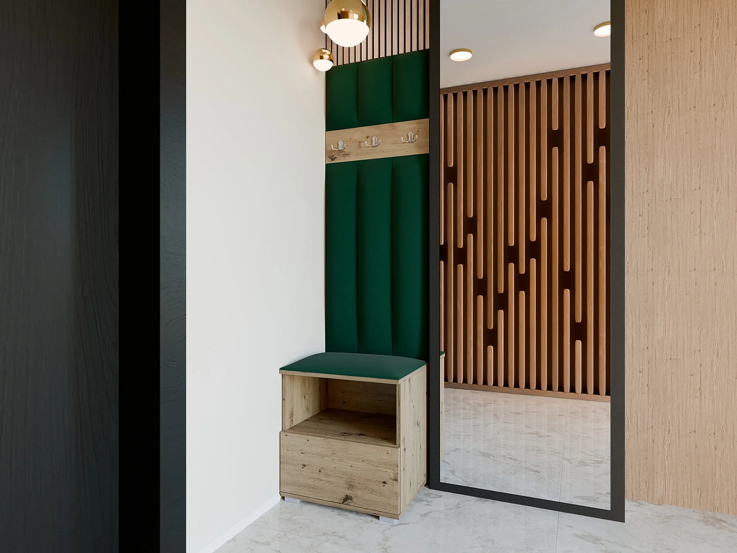 Halcombinatie Nela IV LUX - 50 cm - Artisan Eiken - Trinity 28 - Flessengroen