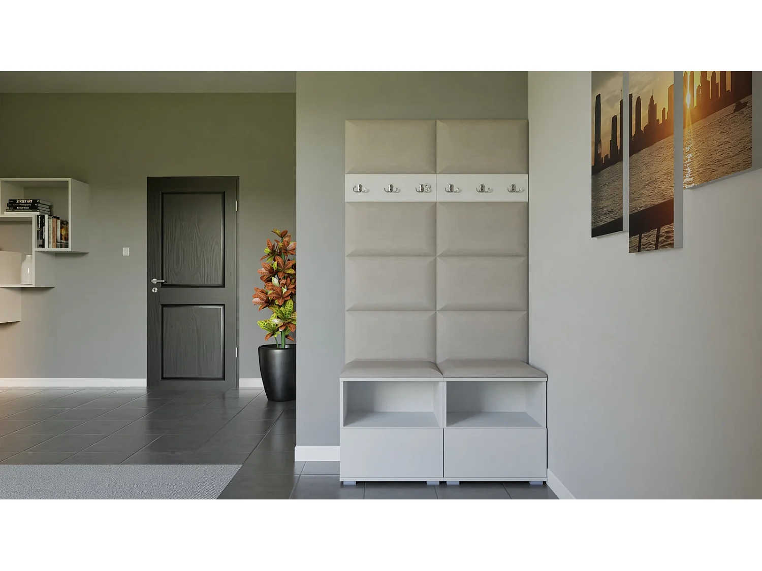 Halcombinatie Nela III - 100 cm - Mat Wit - Trinity 01 - Crème