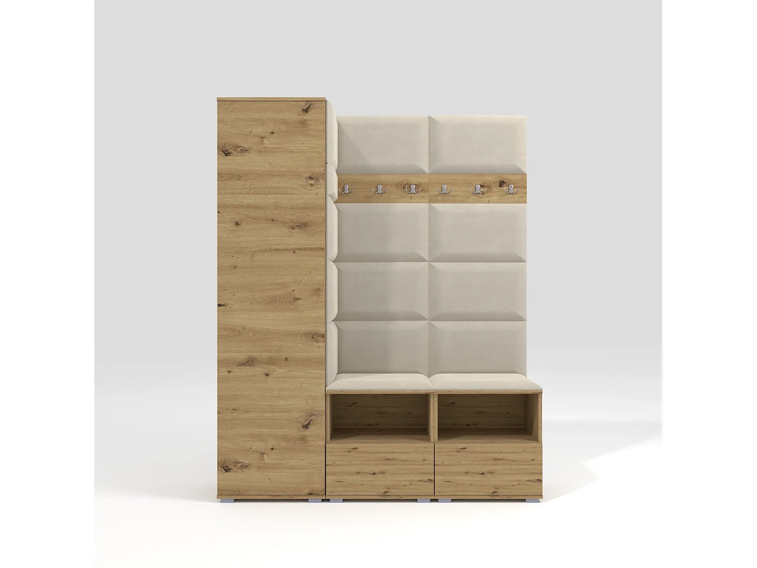 Vestiaire Nela II - 150 cm - Chêne Artisan - Trinity 01 - Crème