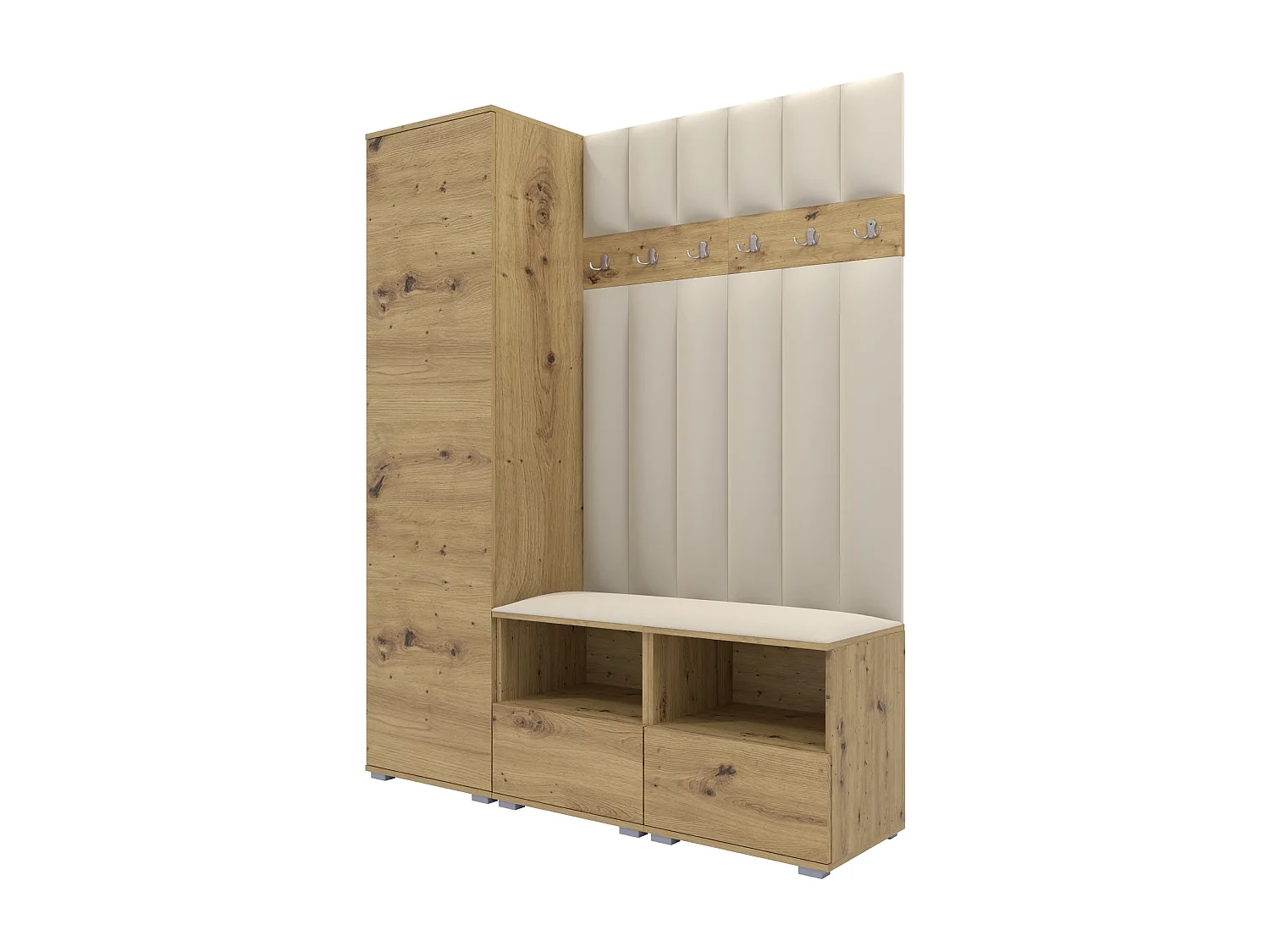 Garderobe Nela II LUX - 150 cm - Eiche Artisan - Trinity 01 - Creme