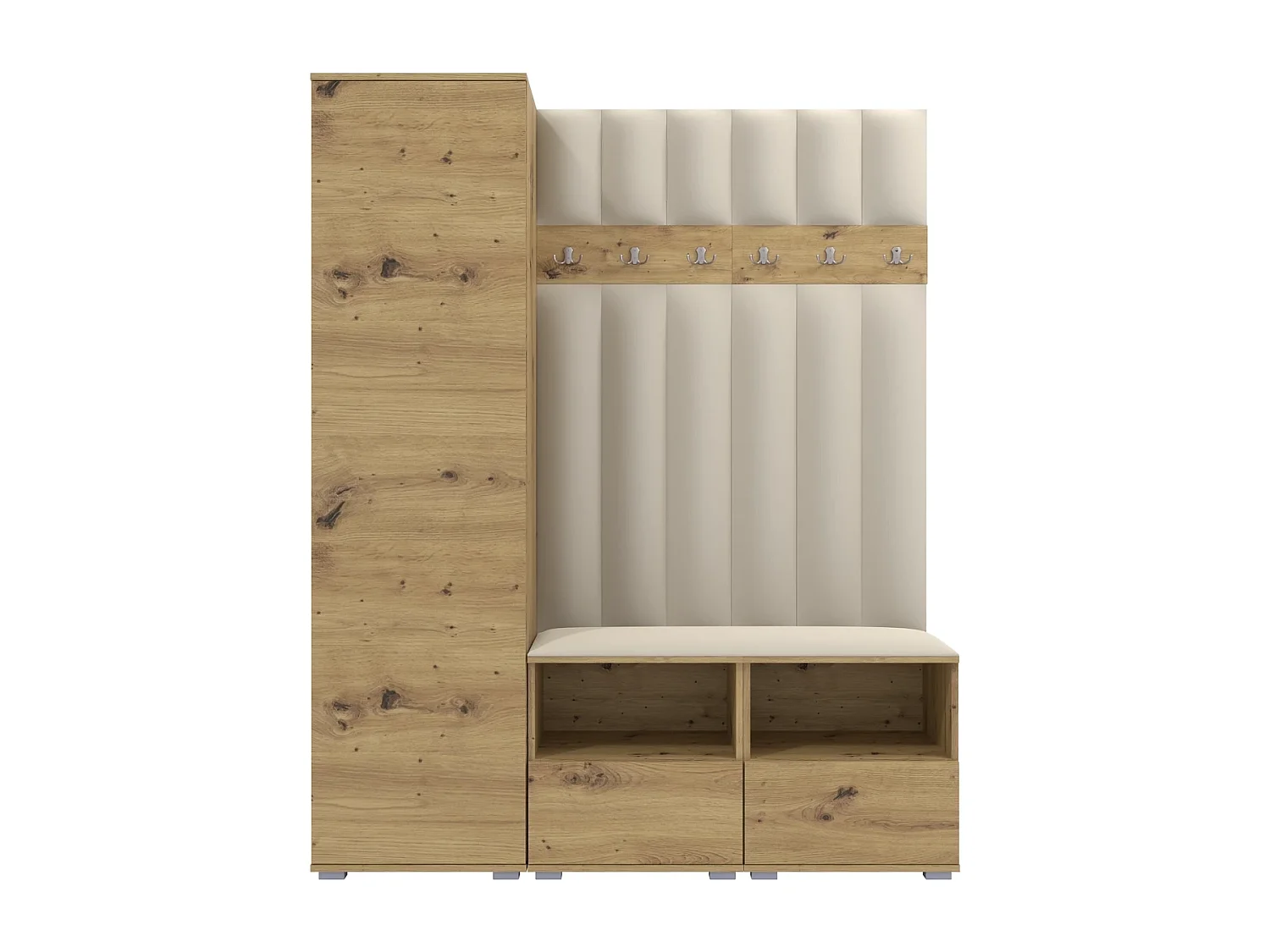 Garderobe Nela II LUX - 150 cm - Eiche Artisan - Trinity 01 - Creme