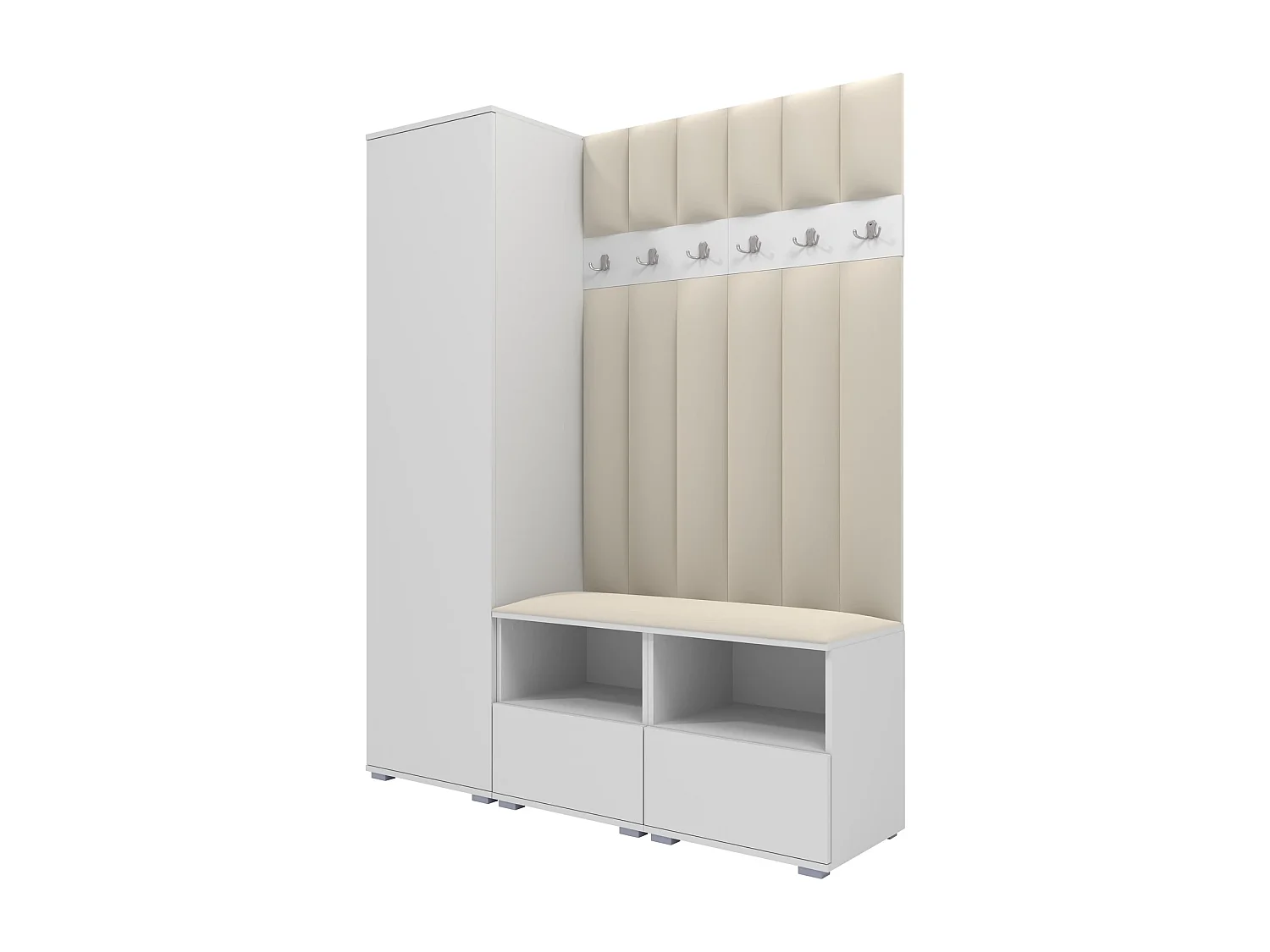 Garderobe Nela II LUX - 150 cm - Matt Weiß - Trinity 01 - Creme