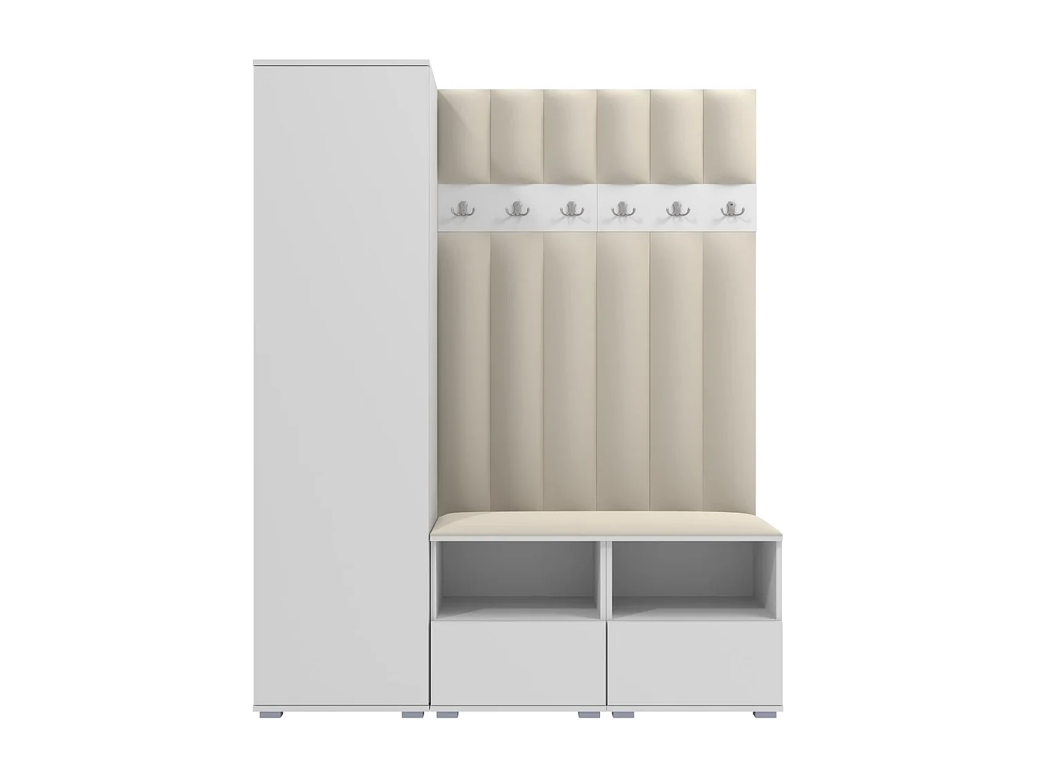 Garderobe Nela II LUX - 150 cm - Matt Weiß - Trinity 01 - Creme