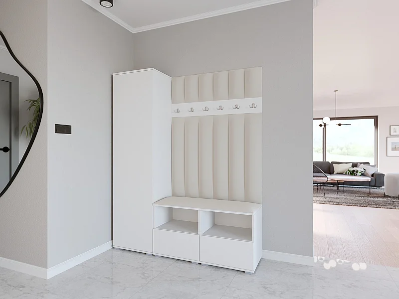 Garderobe Nela II LUX - 150 cm - Matt Weiß - Trinity 01 - Creme