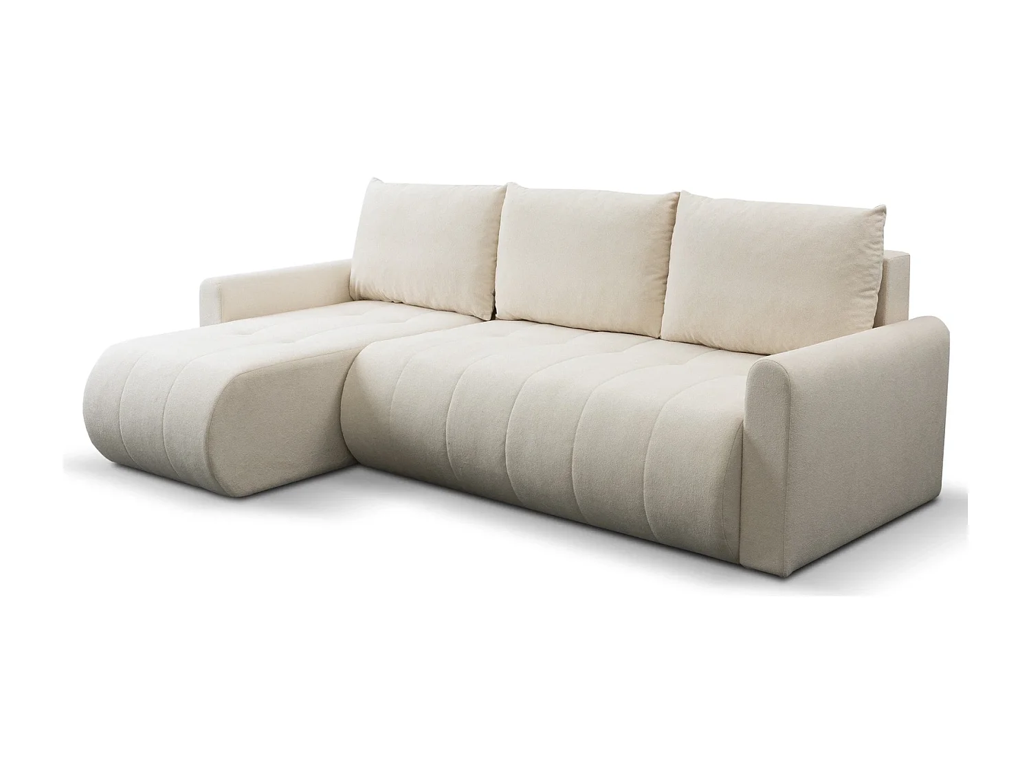 Hoekbank met Slaapfunctie Primo - Geweven Stof Crème Gerra 10 - Opbergruimte