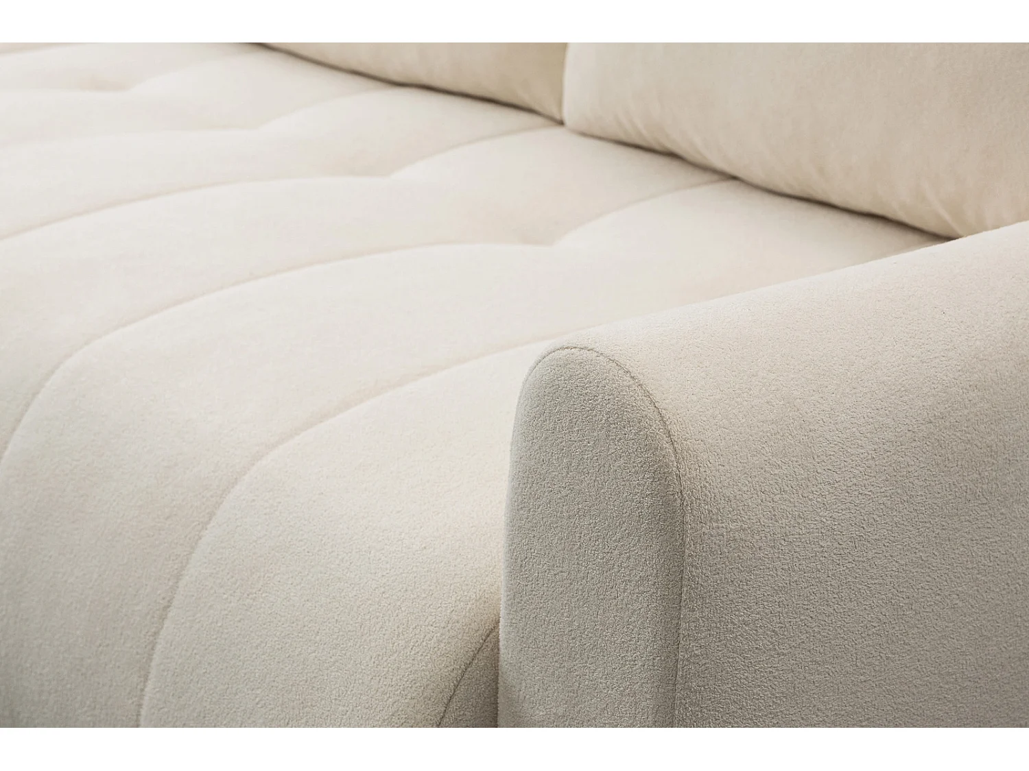 Hoekbank met Slaapfunctie Primo - Geweven Stof Crème Gerra 10 - Opbergruimte