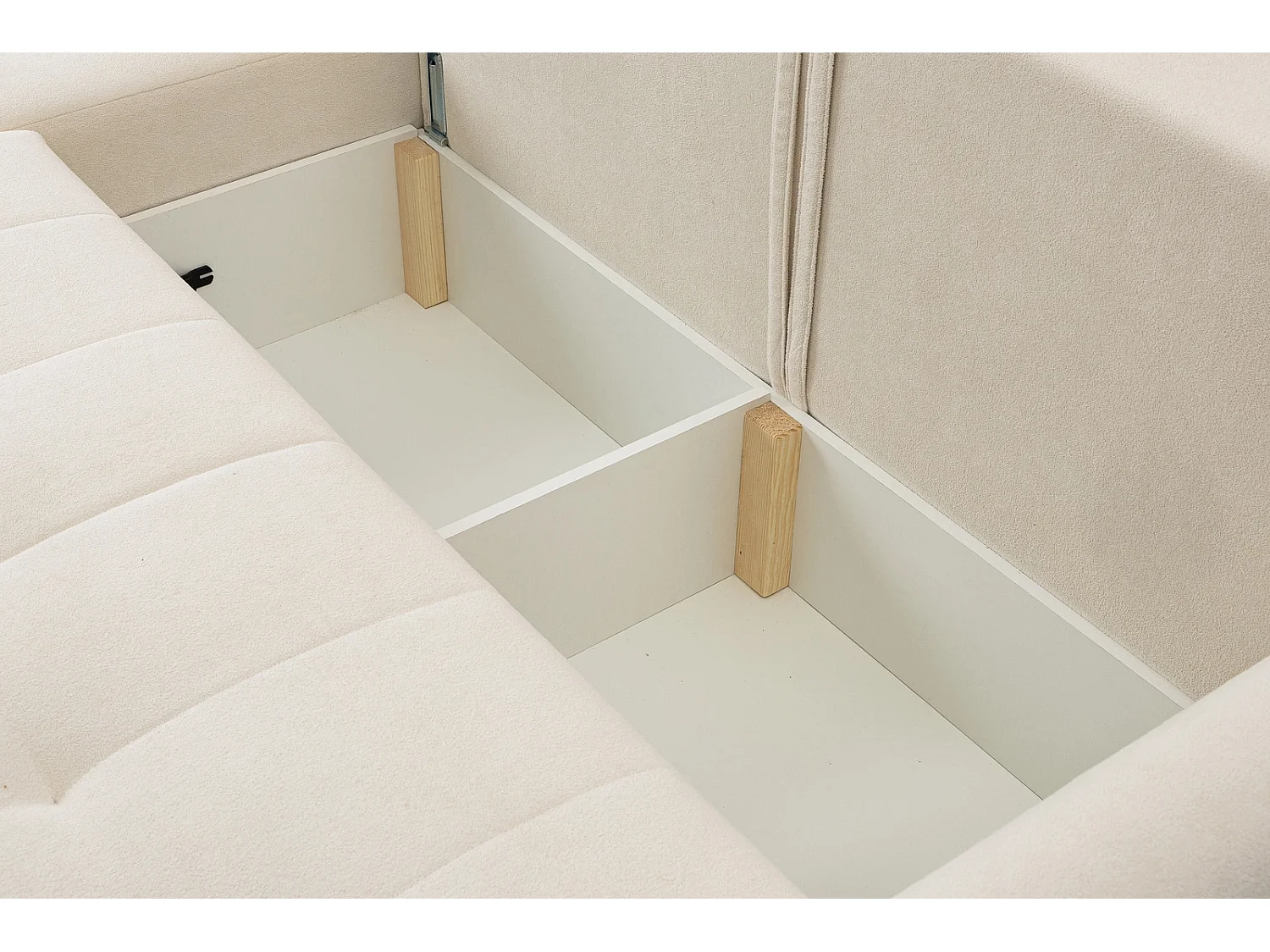 Hoekbank met Slaapfunctie Primo - Geweven Stof Crème Gerra 10 - Opbergruimte