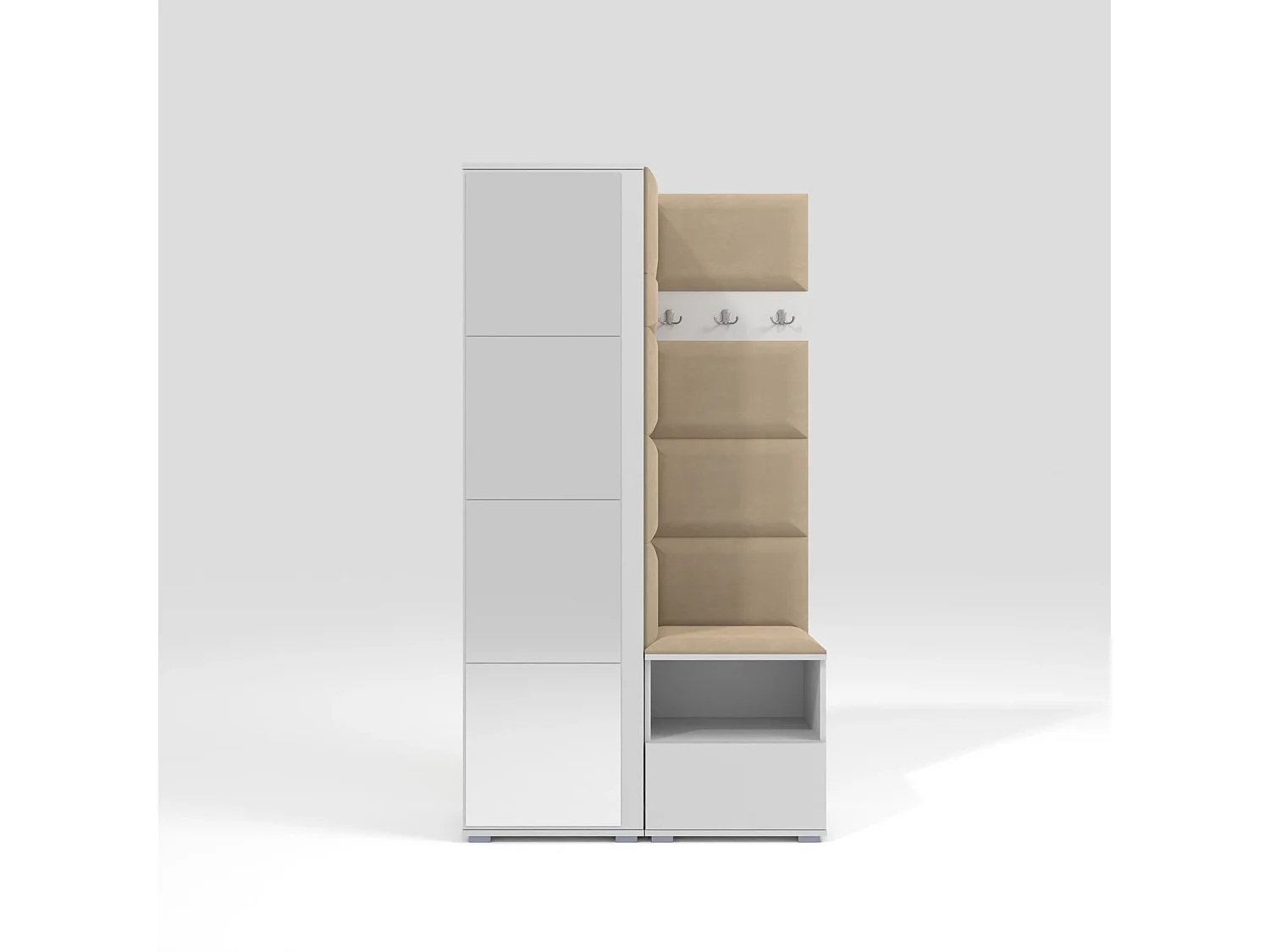 Halcombinatie Nela I met spiegel - 100 cm - Mat Wit - Trinity 04 - Beige