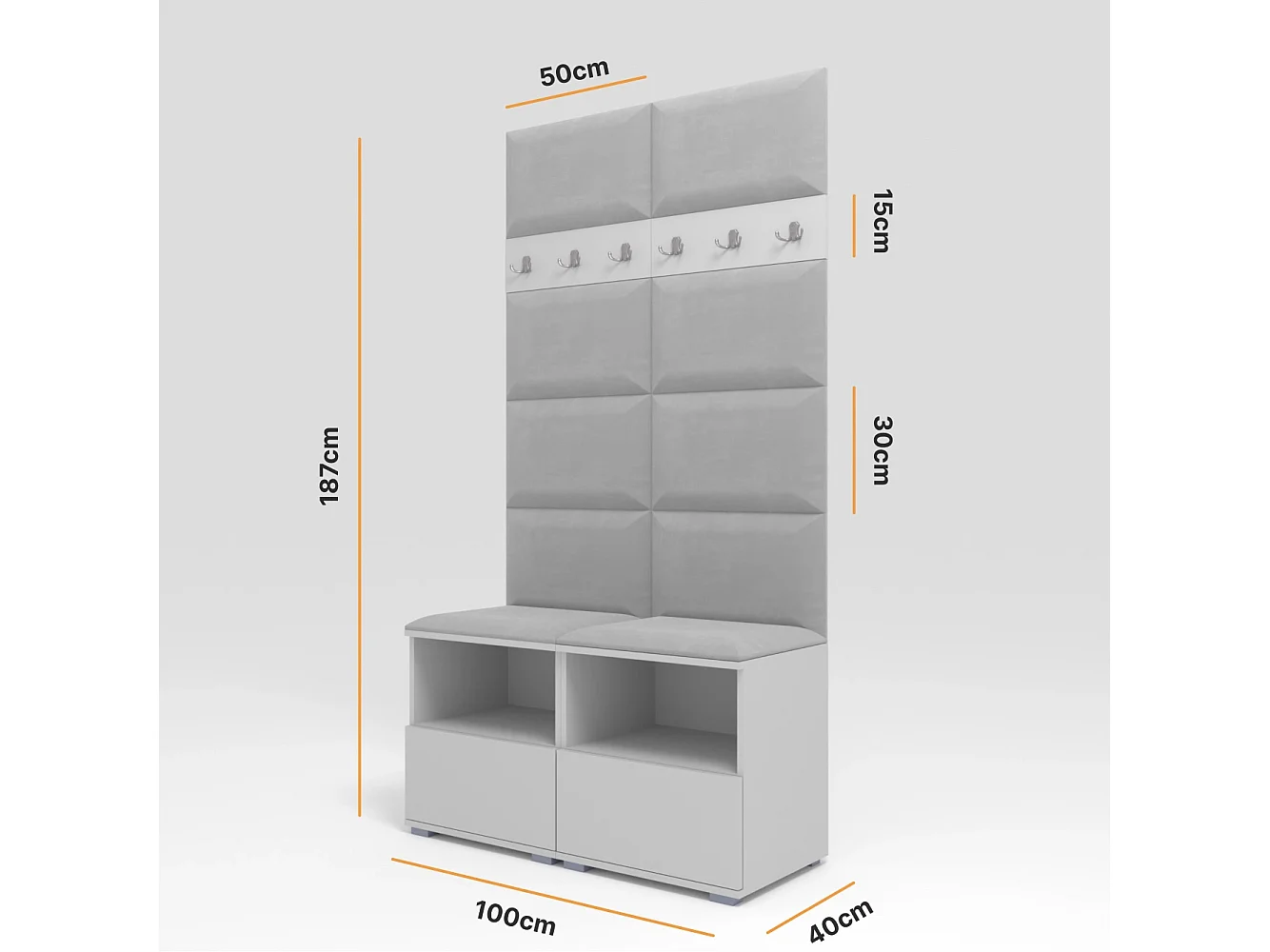 Halcombinatie Nela III - 100 cm - Grafiet - Trinity 32 - Lichtgrijs
