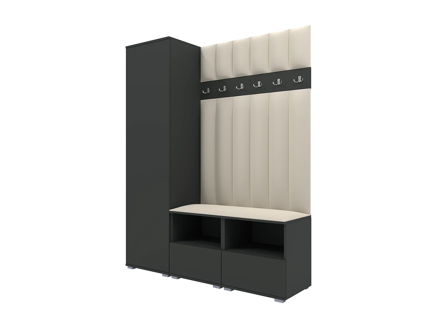 Garderobe Nela II LUX - 150 cm - Graphit - Trinity 01 - Creme