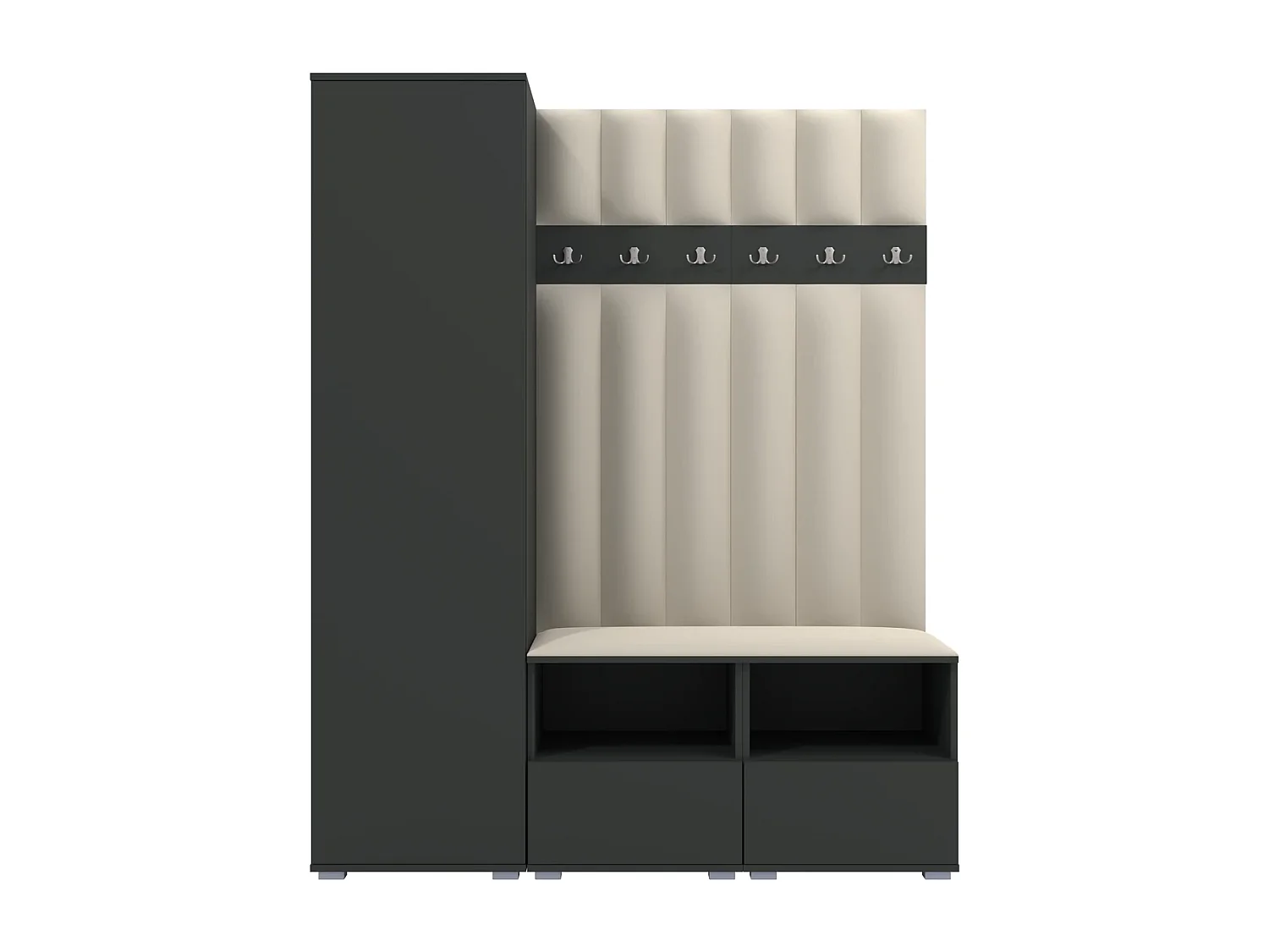 Garderobe Nela II LUX - 150 cm - Graphit - Trinity 01 - Creme