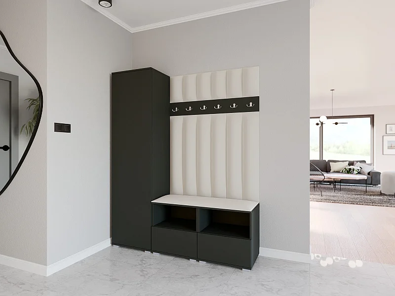 Garderobe Nela II LUX - 150 cm - Graphit - Trinity 01 - Creme