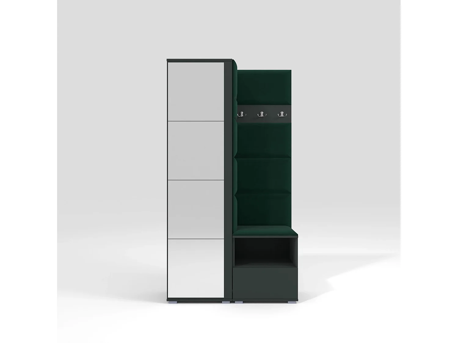 Garderobe Nela I mit Spiegel - 100 cm - Graphit - Trinity 28 - Flaschengrün