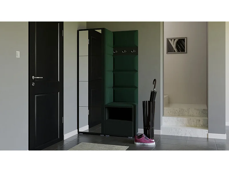 Garderobe Nela I mit Spiegel - 100 cm - Graphit - Trinity 28 - Flaschengrün