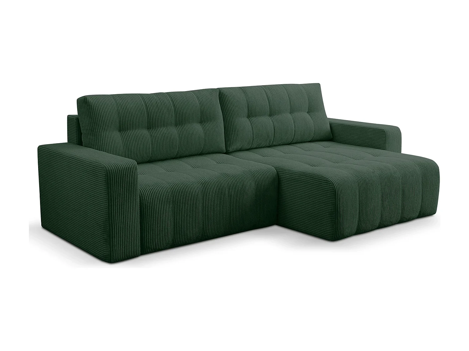 Ecksofa mit Schlaffunktion Palermo - Cord Flaschengrün Poso 14 - Bettkasten