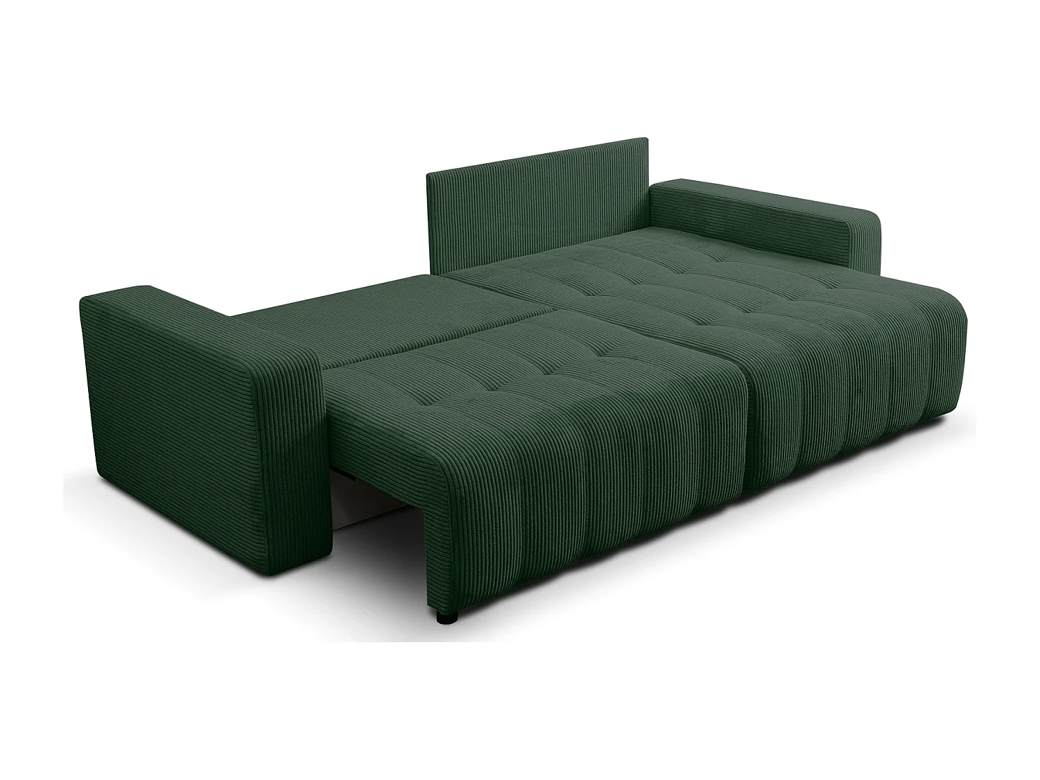 Ecksofa mit Schlaffunktion Palermo - Cord Flaschengrün Poso 14 - Bettkasten