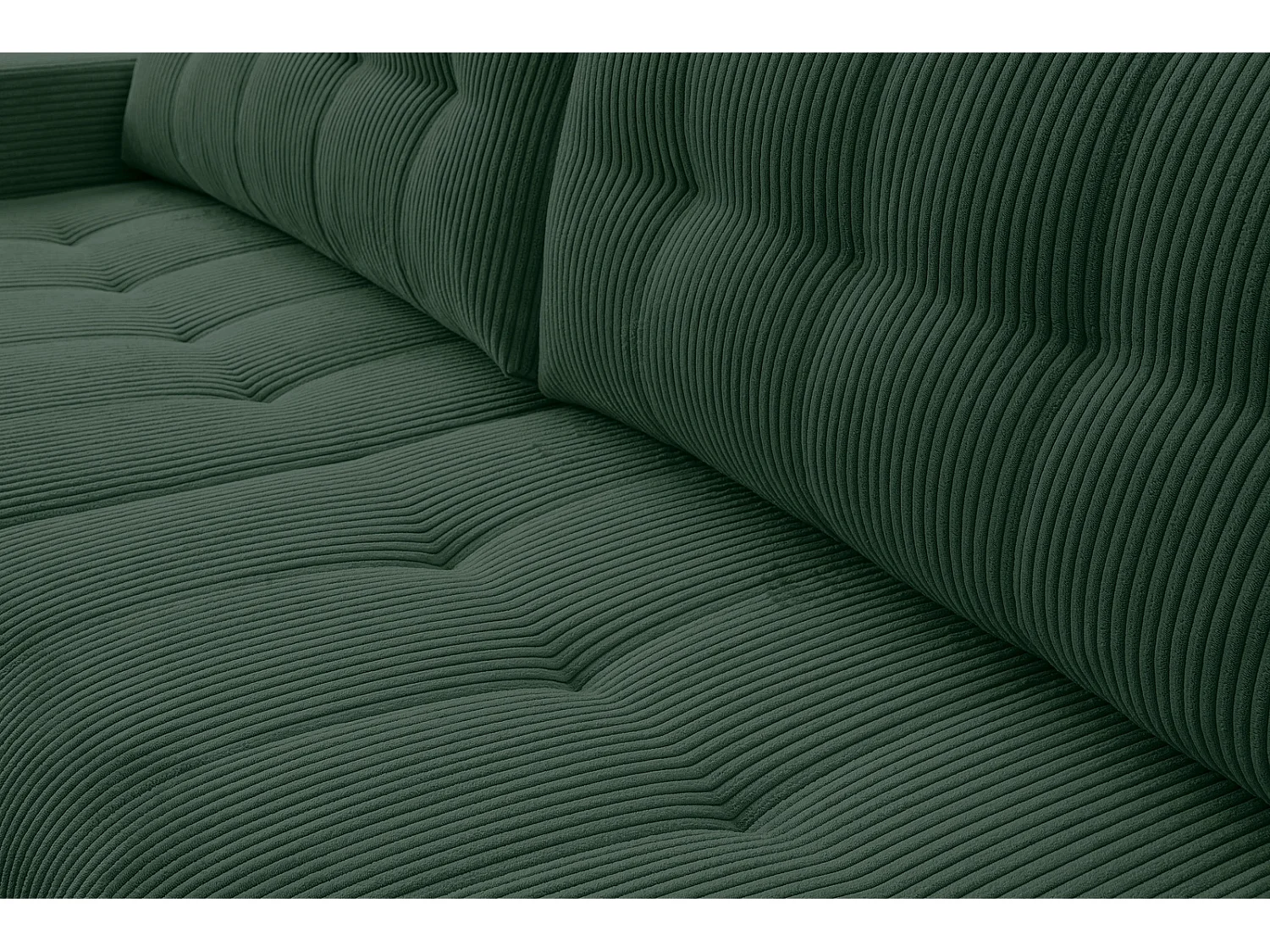 Ecksofa mit Schlaffunktion Palermo - Cord Flaschengrün Poso 14 - Bettkasten